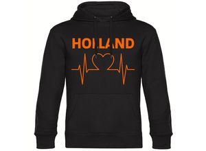 4068859453718 - multifanshop® Kapuzen Sweatshirt - Holland - Herzschlag - Druck orange