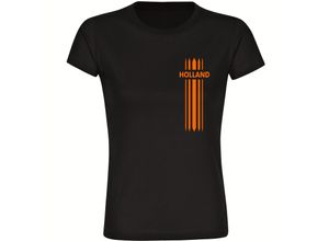 4068859454111 - multifanshop Damen T-Shirt - Holland - Streifen - Druck orange - Frauen