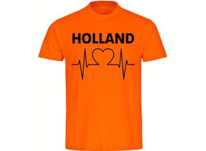 4068859454395 - multifanshop® Herren T-Shirt - Holland - Herzschlag - Druck schwarz