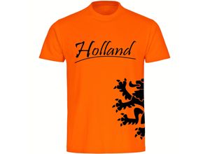 4068859454487 - multifanshop® Herren T-Shirt - Holland - Löwe seitlich - Druck schwarz