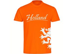 4068859454494 - multifanshop Herren T-Shirt - Holland - Löwe seitlich - Druck weiß - Männer