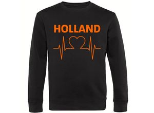 4068859454760 - multifanshop® Sweatshirt - Holland - Herzschlag - Druck orange