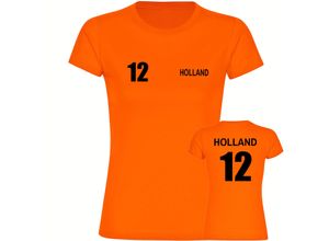 4068859455620 - multifanshop Damen T-Shirt - Holland - Trikot Nummer 12 - Druck schwarz - Frauen