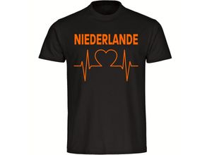 4068859456511 - multifanshop® Kinder T-Shirt - Niederlande - Herzschlag - Druck orange