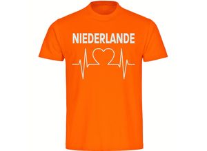 4068859456863 - multifanshop® Herren T-Shirt - Niederlande - Herzschlag - Druck weiß