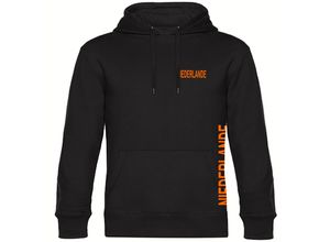 4068859457037 - multifanshop® Kapuzen Sweatshirt - Niederlande - Brust & Seite - Druck orange