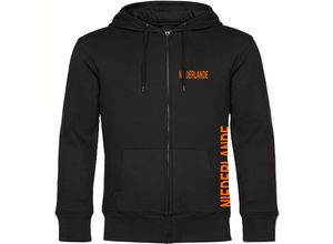 4068859457068 - multifanshop® Kapuzen Sweatshirt Jacke - Niederlande - Brust & Seite - Druck orange