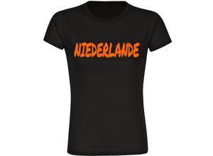 4068859457617 - multifanshop® Damen T-Shirt - Niederlande - Textmarker - Druck orange