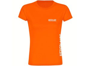 4068859458553 - multifanshop® Damen T-Shirt - Niederlande - Brust & Seite - Druck weiß