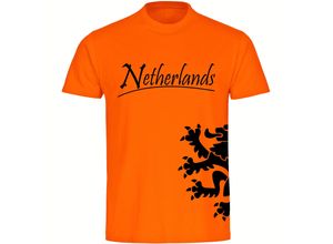 4068859462604 - multifanshop Herren T-Shirt - Netherlands - Löwe seitlich - Druck schwarz - Männer