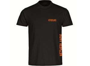 4068859462987 - multifanshop Herren T-Shirt - Netherlands - Brust & Seite - Druck orange - Männer