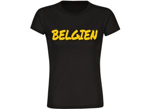 4068859463731 - multifanshop® Damen T-Shirt - Belgien - Textmarker - Druck gelb