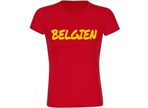 4068859463786 - multifanshop® Damen T-Shirt - Belgien - Textmarker - Druck gelb