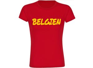 4068859463823 - multifanshop® Damen T-Shirt - Belgien - Textmarker - Druck gelb