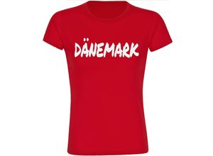 4068859464301 - multifanshop® Damen T-Shirt - Dänemark - Textmarker - Druck weiß