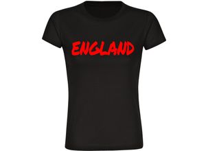 4068859464707 - multifanshop® Damen T-Shirt - England - Textmarker - Druck rot