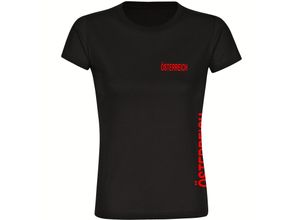 4068859465803 - multifanshop Damen T-Shirt - Österreich - Brust & Seite - Druck rot - Frauen