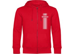 4068859467081 - multifanshop® Kapuzen Sweatshirt Jacke - Österreich - Streifen - Druck weiß