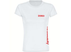 4068859467319 - multifanshop Damen T-Shirt - Österreich - Brust & Seite - Druck rot - Frauen