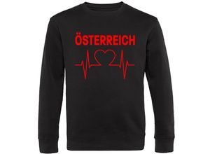 4068859468194 - multifanshop® Sweatshirt - Österreich - Herzschlag - Druck rot