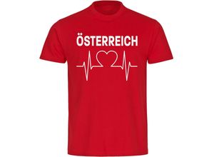 4068859468514 - multifanshop Herren T-Shirt - Österreich - Herzschlag - Druck weiß - Männer