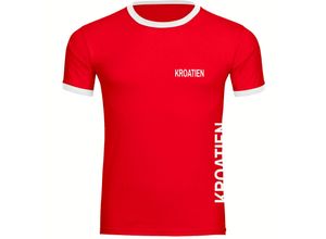 4068859469665 - multifanshop Kontrast T-Shirt - Kroatien - Brust & Seite - Druck weiß - Männer