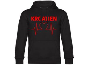 4068859469764 - multifanshop® Kapuzen Sweatshirt - Kroatien - Herzschlag - Druck rot