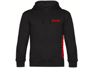 4068859469788 - multifanshop® Kapuzen Sweatshirt - Kroatien - Brust & Seite - Druck rot