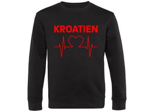 4068859469825 - multifanshop® Sweatshirt - Kroatien - Herzschlag - Druck rot