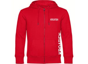 4068859470319 - multifanshop® Kapuzen Sweatshirt Jacke - Kroatien - Brust & Seite - Druck weiß