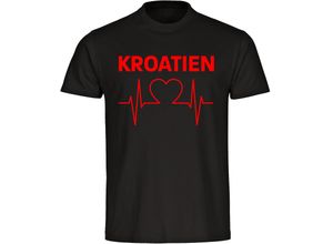 4068859470715 - multifanshop Herren T-Shirt - Kroatien - Herzschlag - Druck rot - Männer