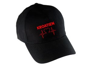 4068859471460 - multifanshop® Baseballcap - Kroatien - Herzschlag - Druck rot