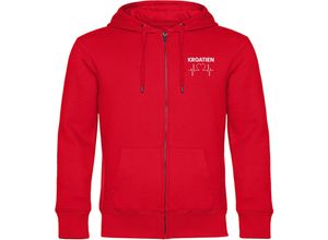 4068859471552 - multifanshop® Kapuzen Sweatshirt Jacke - Kroatien - Herzschlag - Druck weiß