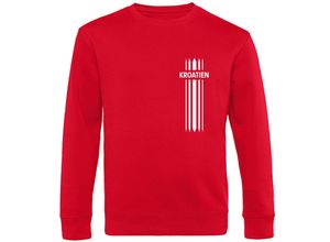 4068859473150 - multifanshop® Sweatshirt - Kroatien - Streifen - Druck weiß