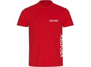 4068859473693 - multifanshop Kinder T-Shirt - Kroatien - Brust & Seite - Druck weiß - Kind