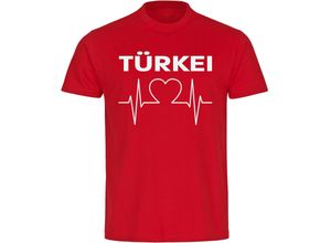 4068859474720 - multifanshop® Kinder T-Shirt - Türkei - Herzschlag - Druck weiß