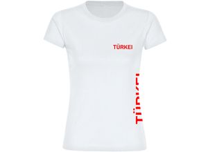 4068859475239 - multifanshop Damen T-Shirt - Türkei - Brust & Seite - Druck rot - Frauen