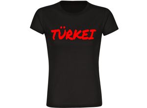 4068859475352 - multifanshop® Damen T-Shirt - Türkei - Textmarker - Druck rot