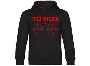 4068859476410 - multifanshop® Kapuzen Sweatshirt - Türkei - Herzschlag - Druck rot