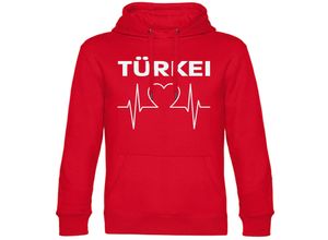 4068859476427 - multifanshop® Kapuzen Sweatshirt - Türkei - Herzschlag - Druck weiß