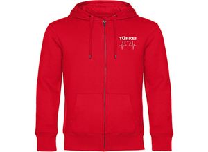 4068859476489 - multifanshop® Kapuzen Sweatshirt Jacke - Türkei - Herzschlag - Druck weiß 4068859476489 - multifanshop® Kapuzen Sweatshirt Jacke - Türkei - Herzschlag - Druck weiß