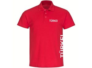 4068859476885 - multifanshop® Poloshirt - Türkei - Brust & Seite - Druck weiß