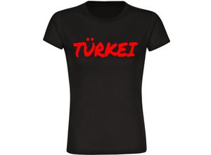 4068859478711 - multifanshop® Damen T-Shirt - Türkei - Textmarker - Druck rot