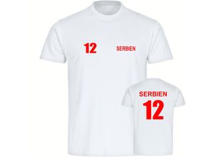 4068859479077 - multifanshop Kinder T-Shirt - Serbien - Trikot Nummer 12 - Druck rot - Kind