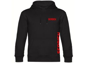 4068859480202 - multifanshop® Kapuzen Sweatshirt - Serbien - Brust & Seite - Druck rot