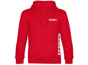 4068859480219 - multifanshop® Kapuzen Sweatshirt - Serbien - Brust & Seite - Druck weiß