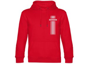 4068859480257 - multifanshop® Kapuzen Sweatshirt - Serbien - Streifen - Druck weiß