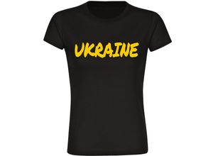 4068859483999 - multifanshop® Damen T-Shirt - Ukraine - Textmarker - Druck gelb