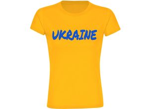 4068859484118 - multifanshop® Damen T-Shirt - Ukraine - Textmarker - Druck blau