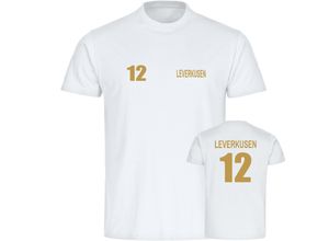 4068859487522 - multifanshop® Kinder T-Shirt - Leverkusen - Trikot 12 gold - Druck gold metallic